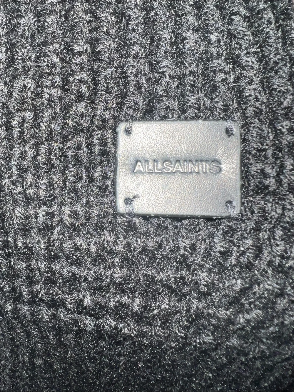 AllSaints Angled Stitch Scarf Black Oversized Knit Minimalist Luxury NWT Unisex